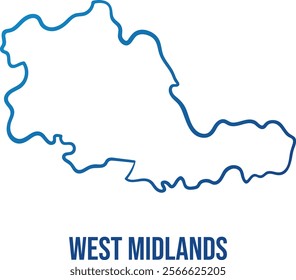 West Midlands ceremonial county map. Smooth simplified abstract outline blue gradient map. Use for wall art, travel blog, news article