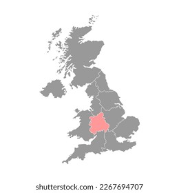 West midlands England, UK region map. Vector illustration.