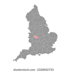 West Midlands map, ceremonial county of England. Vector illustration.