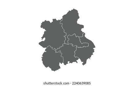 West Midlands map isolated on white background.for annual infographics report website layout