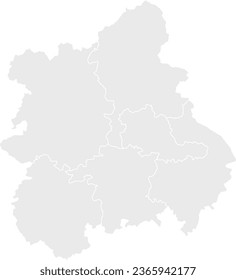 West Midlands UK Region Map with Grey Fill and Separated Borders