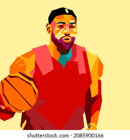 West Nusa Tenggara, Indonesia- Desember 05,2021:lebron James, Vector Sketch Illustration, Isolated Style