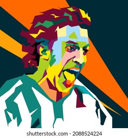 West Nusa Tenggara, Indonesia- Desember 10,2021:Alessandro Del Piero, Vector Sketch Illustration, Isolated Style