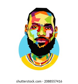 West Nusa Tenggara, Indonesia- Desember 10,2021:lebron James, Vector Sketch Illustration, Isolated Style