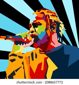 West Nusa Tenggara, Indonesia- Desember 10,2021:kendrick Lamar, Vector Sketch Illustration, Isolated Style