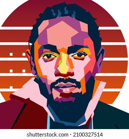 West Nusa Tenggara, Indonesia- Januari 04,2022:Kendrick Lamar, Vector Sketch Illustration, Isolated Style