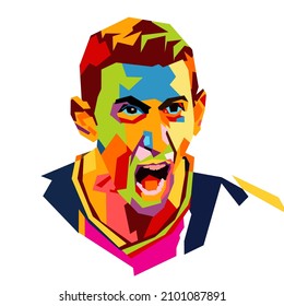 West Nusa Tenggara, Indonesia- Januari 05,2022:Ángel Di María, Vector Sketch Illustration, Isolated Style