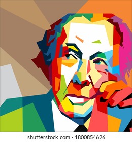 West Nusa Tenggara, Indonesia-August 22,2020: Frank Lloyd Wright Vector Sketch Illustration, Isolated Style