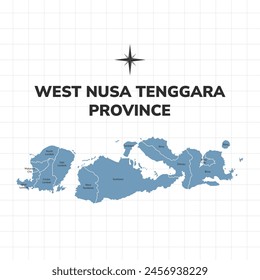 West Nusa Tenggara Province map illustration. Map of province in Indonesia