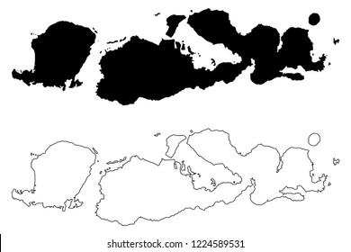 West Nusa Tenggara (Subdivisions of Indonesia, Provinces of Indonesia) map vector illustration, scribble sketch Nusa Tenggara Barat (Lesser Sunda Islands) map