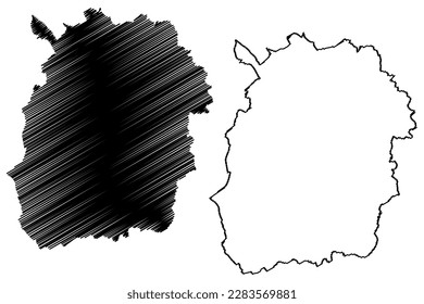 West Oxfordshire Non-metropolitan district, (United Kingdom of Great Britain and Northern Ireland, ceremonial county Oxfordshire, England) map vector illustration, scribble sketch map