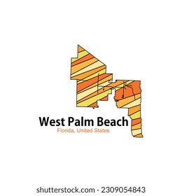 West Palm Beach Florida City Map Geometric Creative Design