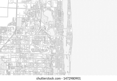 West Palm Beach, Florida, USA, Bright Outlined Vector Map With Bigger And Minor Roads And Steets Created For Infographic Backgrounds.