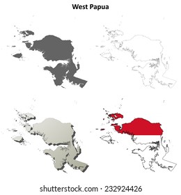 West Papua Blank Outline Map Set