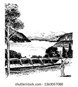 West Point In NewYork Located On The Hudson River Is A Military Post Having 16000 Acres Campus Of The United States Military Academy Vintage Line Drawing.