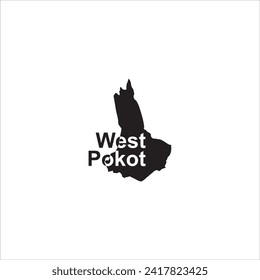 West Pokot Kenya map and black lettering design on white background
