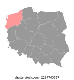 West Pomerania map, province of Poland. Vector illustration.