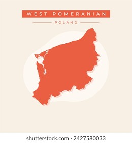 West Pomeranian Voivodeship (Administrative divisions of Poland, Voivodeships of Poland) map vector illustration, scribble sketch West Pomerania Province map