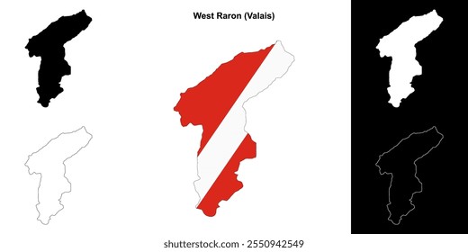 West Raron blank outline map set