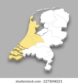 West region location within Netherlands 3d isometric map