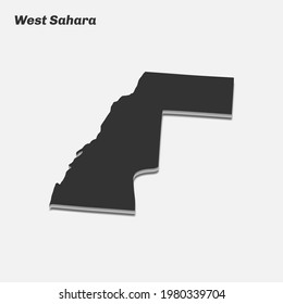 West Sahara Map 3d Silhouette. Vector Illustration.