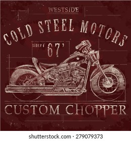 west side motorbike custom chopper vintage tee graphic design