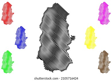 West Sikkim District (Sikkim State, Republic Of India) Map Vector Illustration, Scribble Sketch West Sikkim Map