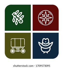 westliche einfache Symbole. Enthält Symbole wie Kopfadressen, Compass, Wagon, Cowboyhut, kann für Web, Handy und Logo verwendet werden