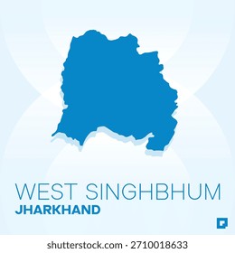 WEST SINGHBHUM District Map, Jharkhand, India – Editable Vector Outline.