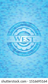 West sky blue emblem with triangle mosaic background
