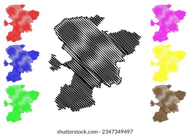 West Suffolk Non-metropolitan district (United Kingdom of Great Britain and Northern Ireland, ceremonial county Suffolk, England) map vector illustration, scribble sketch map