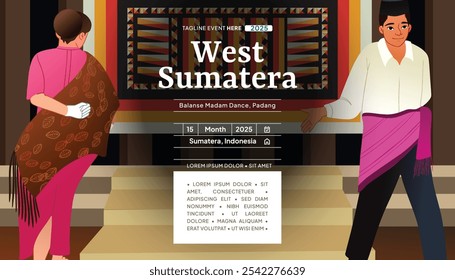 West Sumatera Balanse Madam culture flat design illustration