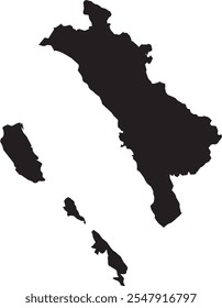 West Sumatera Province in Indonesia vector map silhouette, isolated on white background. High detailed silhouette illustration. 34 Province in Indonesia