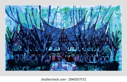 West Sumatra Traditional House vector image.