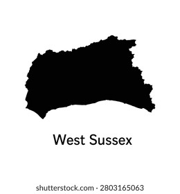 West Sussex County Map Solid Silhouette Vector Design Collection