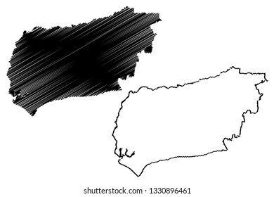 West Sussex (United Kingdom, England, Non-metropolitan county, shire county) map vector illustration, scribble sketch West Sussex map
