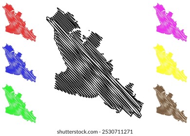 West Tamar Council (Commonwealth of Australia, Tasmania, lutruwita) map vector illustration, scribble sketch West Tamar map