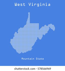 West Virginia abstract dots map with nickname of state. Dotted style. Vector illustration