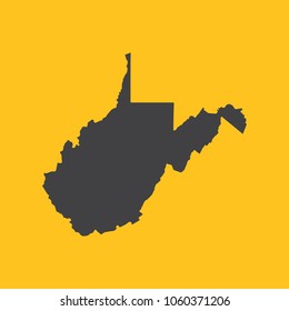 West Virginia black map,border on orange background. Vector illustration.