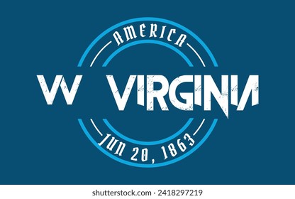 West Virginia circle badge logo text effect vector. Editable college t-shirt design printable text effect vector	
