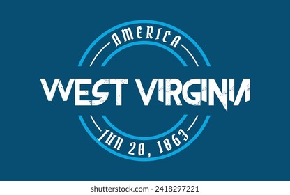 West Virginia circle badge logo text effect vector. Editable college t-shirt design printable text effect vector	
