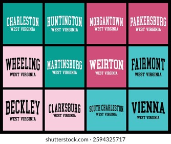 West Virginia Cities by Population t shirt bundle