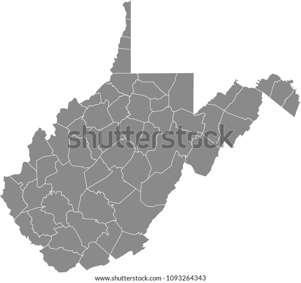 West Virginia County Map Vector Outline 库存矢量图（免版税）1093264343 | Shutterstock