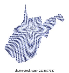 West Virginia dotted map. Digital style shape of West Virginia. Tech icon of the us state with gradiented dots. Authentic vector illustration.