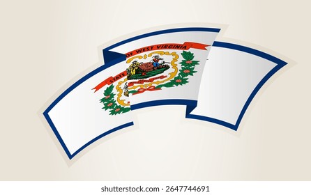 West Virginia Flag in Abstract Ribbon Shape, National Symbol of the West Virginia. This vector is ideal for use in national events, Independence Day, international sports competitions.
