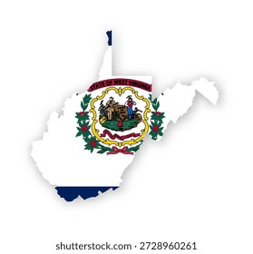 Cartaz da bandeira da Virgínia Ocidental. Arte de decoração da parede do orgulho estadual dos EUA. Arte digital imprimível patriótica. Ilustração vetorial detalhada