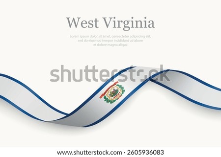 West Virginia Flag on Waving Ribbon with Elegant Design. State of United States