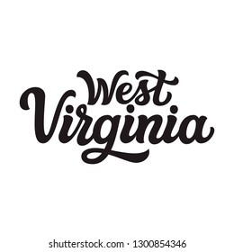 West Virginia. Hand drawn US state name isolated on white background. Modern calligraphy for posters, cards, t shirts, souvenirs, stickers. Vector lettering typography