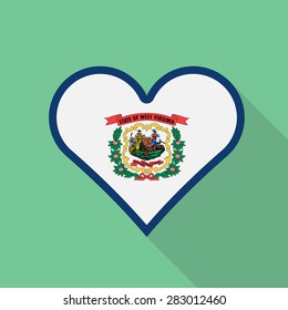 West Virginia heart flag flat style with long shadow. Patriotic design. Vector EPS10