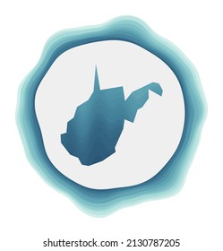 West Virginia logo. Badge of the us state. Layered circular sign around West Virginia border shape. Awesome vector illustration.